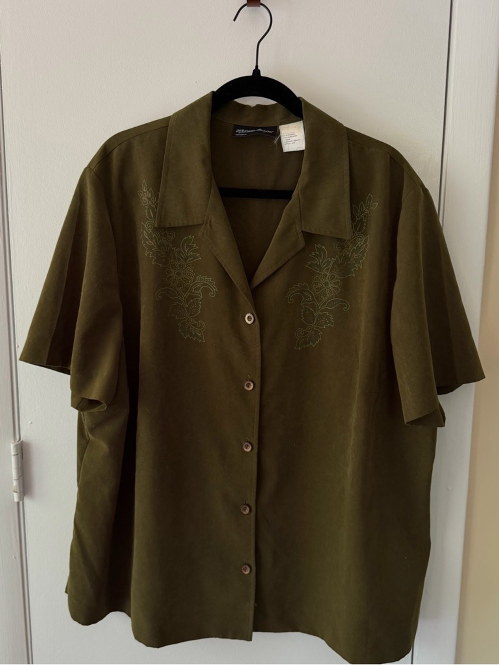 Melissa Harper Olive Green Button Down Blouse sz 24W